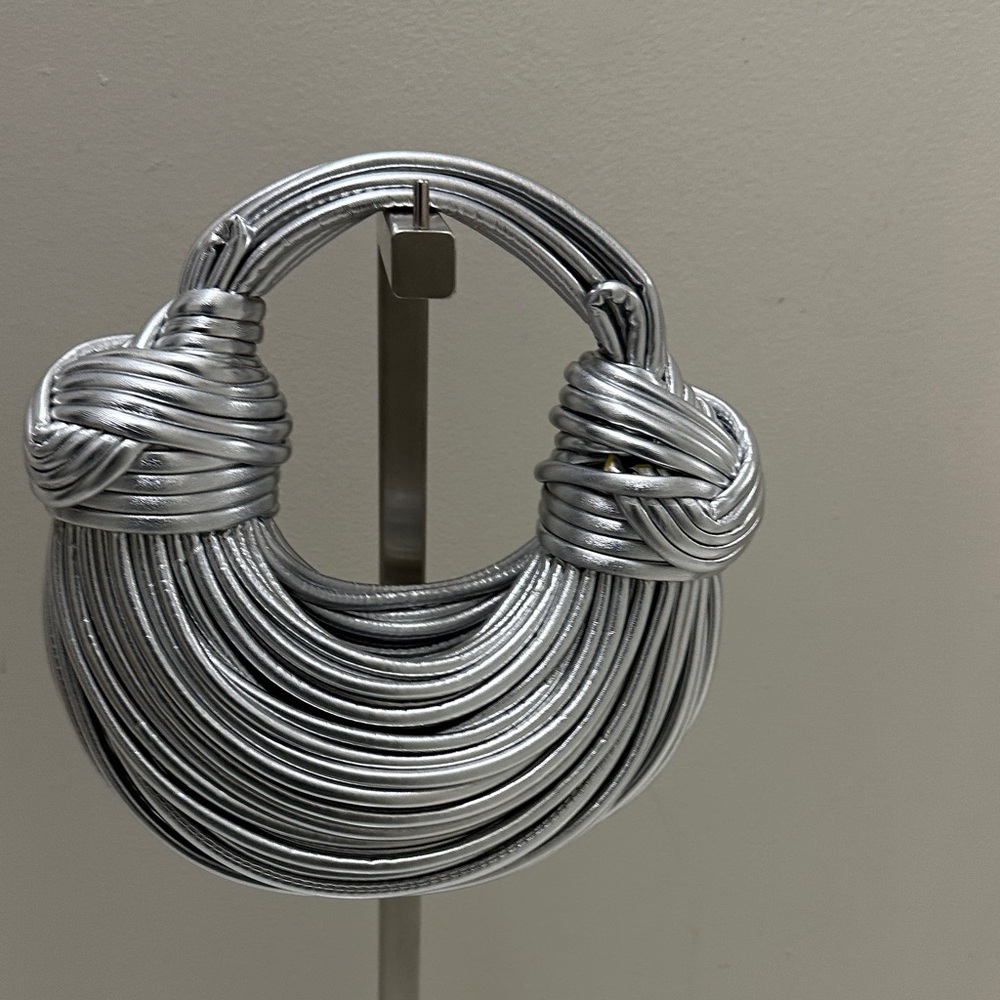 Chic Silver Woven Handbag